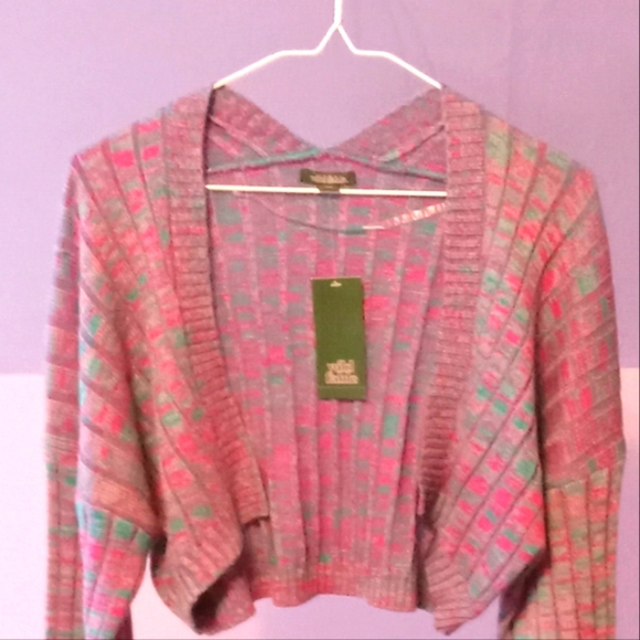 NWT Wild Fable cropped retro sweater -  size L Blue/purple/pink - Picture 3 of 4
